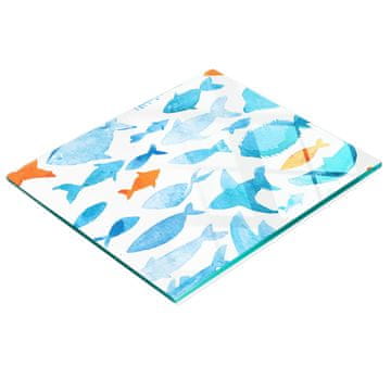 tulup.cz Kuhinjska ploča od kaljenog stakla s ukrasnim akvarelnim grafikom ribe 60x52 cm