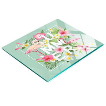 Ukrasna staklena kuhinjska daska za rezanje i posluživanje flamingosi 60x52 cm