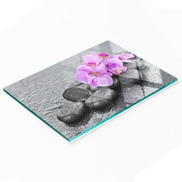tulup.cz Dekorativna staklena daska za rezanje i posluživanje s orhidejskim kamenčićima 80x52 cm