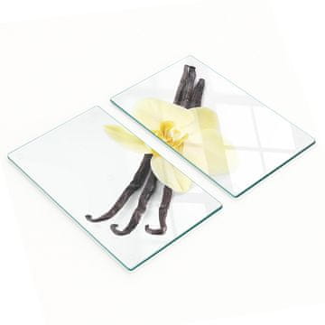 Kaljeno stakleno kuhinjsko daska s grafikom vanilije i cvijeca 2x30x52 cm