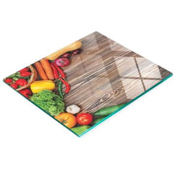 tulup.cz Izdržljiva i elegantna staklena kuhinjska daska s uzorkom povrća, drvo, 60x52 cm