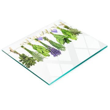 tulup.cz Dekorativna staklena daska za rezanje i posluživanje sa začinskim biljem na konopcu 60x52 cm