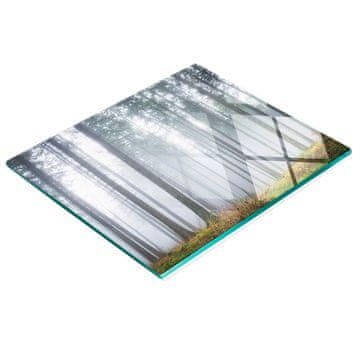 Kaljena staklena kuhinjska daska s ukrasnom grafikom magla u šumi 60x52 cm