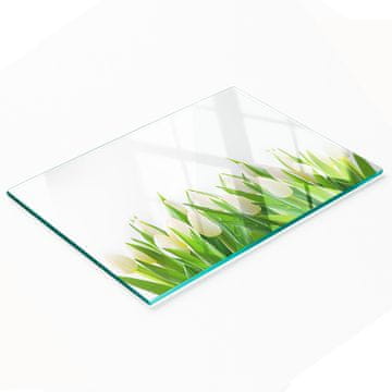 tulup.cz Kuhinjska ploča od kaljenog stakla s dekorativnom grafikom Bijeli tulipani 80x52 cm