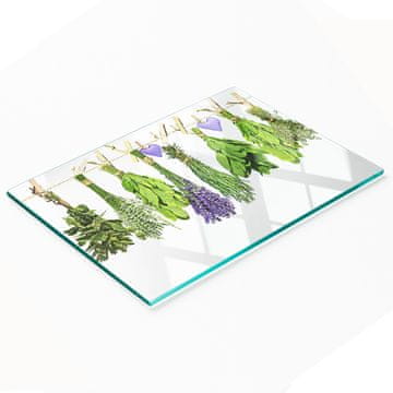 tulup.cz Dekorativna staklena daska za rezanje i posluživanje sa začinskim biljem na konopcu 80x52 cm