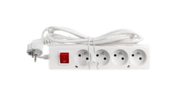 JO! Produžni kabel s prekidačem, 4 utičnice, sa/bez 10A, 3m /OMY 3x1/ bijeli PS-470WS T-105950