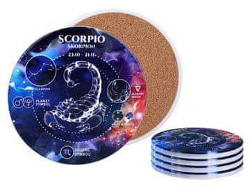 Carmani SET OD 4 KERAMIČKA PODLOGA ZA ŠALICU S ZNAKOVIMA ZODIJAKA I ŠKORPIJONOM