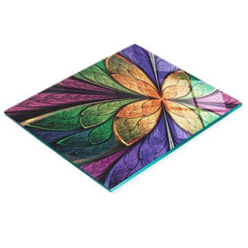 tulup.cz Izdržljiva i elegantna staklena kuhinjska ploča s fraktalnim cvjetnim uzorkom 60x52 cm