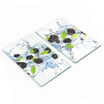 Set od dvije ukrasne staklene kuhinjske daske, boja kupina, 2x30x52 cm