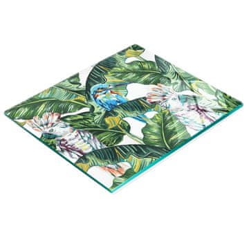 Staklena dekorativna ploča za posluživanje grickalica s tropskim uzorkom 60x52 cm