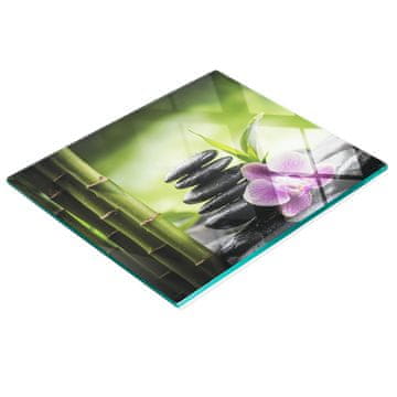 Kaljena staklena kuhinjska daska s ukrasnim grafikom orhideje zen 60x52 cm