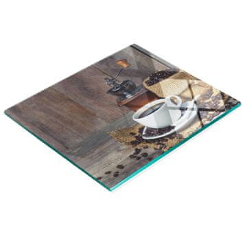tulup.cz Elegantna i izdržljiva staklena ploča s otiskom zrna kave i šalicom 60x52 cm