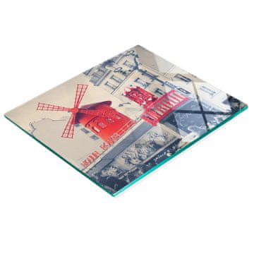 Kaljena staklena kuhinjska daska s ukrasnim motivom Moulin Rouge 60x52 cm