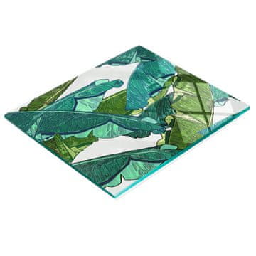 tulup.cz Dekorativna staklena daska za rezanje i posluživanje s listovima banane 60x52 cm