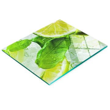tulup.cz Izdržljiva i elegantna staklena kuhinjska daska s uzorkom limete i leda 60x52 cm