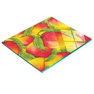 Staklena dekorativna ploča s grafikom za posluživanje grickalica Mango 60x52 cm