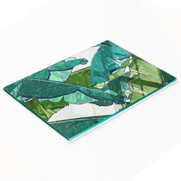 tulup.cz Dekorativna staklena daska za rezanje i posluživanje s listovima banane 80x52 cm