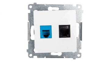 Simon 54 Utičnica za podatkovnu komunikaciju RJ45 cat.5e + RJ12 bijela D5T.01/11