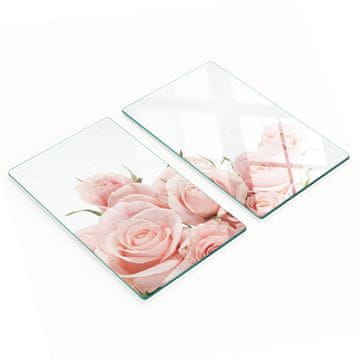 Set od dvije ukrasne staklene kuhinjske daske, ružičaste ruže, 2x30x52 cm