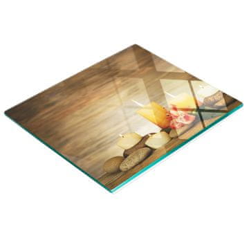 Kaljena staklena daska za kuhanje s ukrasnom grafikom svijeće i spa, 60x52 cm