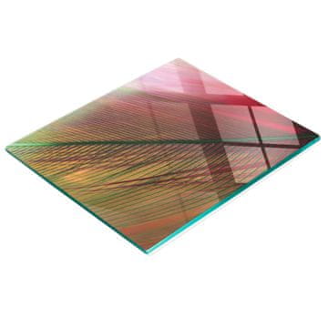 Ukrasna kuhinjska daska za rezanje od stakla s grafikom pero roza 60x52 cm