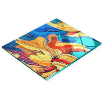 Ukrasna staklena daska za rezanje i posluživanje, apstraktni cvijet, 60x52 cm