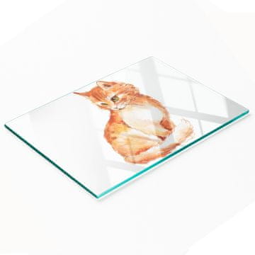 Kaljena staklena daska za kuhinju s ukrasnom grafikom crvene mačke, 80x52 cm