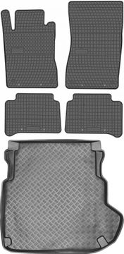 Mercedes E-klasa W211 karavan / limuzina od 2002-2009. Set - gumeni podmetači za automobil i prostirka za prtljažnik