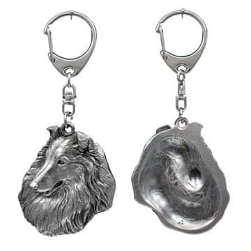 Rough Collie - posrebreni privjesak za ključeve za psa, ukras za torbicu, privjesak za ruksak od