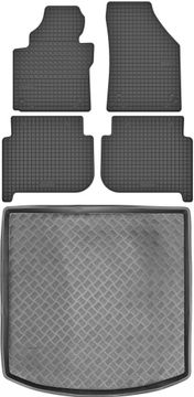VW Touran I minivan od 2003-2010. Komplet: gumirani podnica za automobil i tepih za prtljažnik