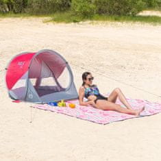 Northix Pop Up šator za plažu, crveno-sivi, UV zaštita