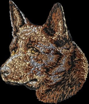 Australski ovčar Kelpie - našitak u obliku psa, vezeni našitak, jedinstveni ukras za ruksak tvrtke
