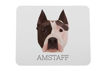 Američki stafordski terijer, Amstaff, Amstaf - geometrijska podloga za miša s fotografijom i natpisom