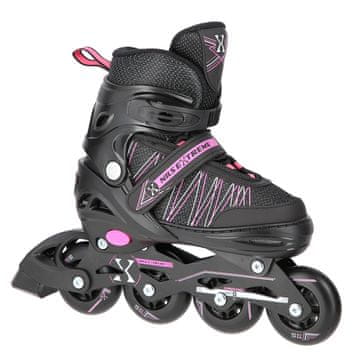 Northix 2-u-1 role i klizaljke za led, crne/roze, veličina S (31-34)