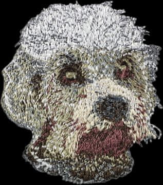 Dandie Dinmont terijer - našitak u obliku psa, vezeni našitak, jedinstveni ukras za ruksak tvrtke