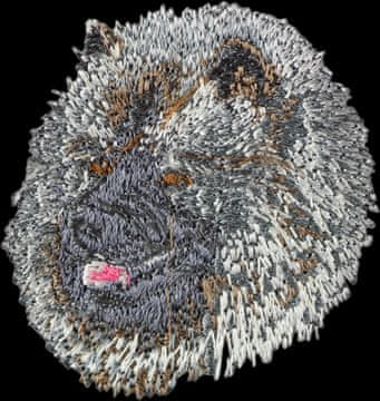 Keeshond - našitak u obliku psa, vezeni našitak, jedinstveni ukras za ruksak tvrtke