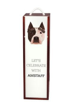 Američki stafordski terijer, Amstaff, Amstaf - geometrijska kutija za vino s fotografijom i natpisom a