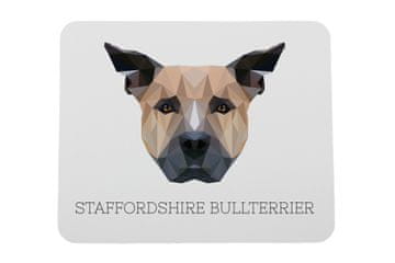 Staffordshire Bull Terrier, Staffik, Staffi - geometrijska podloga za miša s fotografijom i natpisom