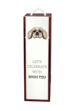 Shih Tzu, Shi tsu, Shi-Tzu, Szi-cu, Szitzu - geometrijska kutija za vino s fotografijom i natpisom