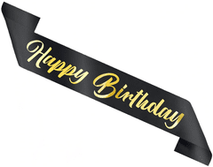 PartyPal Svečana traka za rođendan Happy Birthday, crna i zlatna, 160 cm