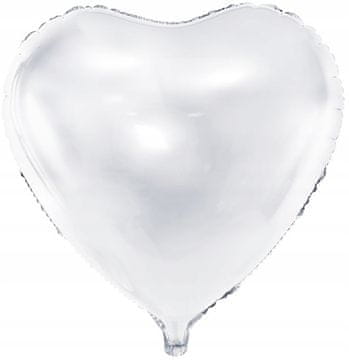 Balon od folije srce, 45 cm, bijelo, 1 kom.