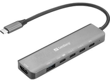 Sandberg 136-77 USB-C priključna stanica sive boje