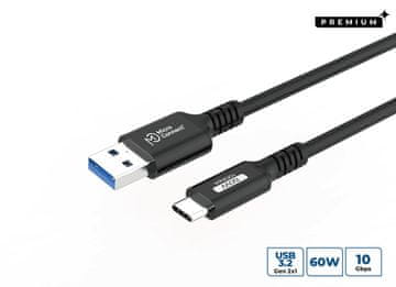 MicroConnect USB A na C 3.2 Gen 2 kabel 0,25 m crne boje