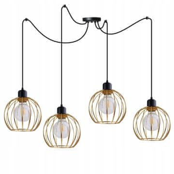 Viseća stropna lampa luster, zlatna, pauk, loft