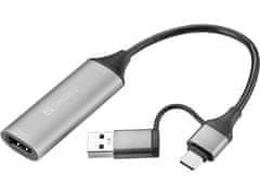 Sandberg 136-70 HDMI A USB A+C adapter sivi