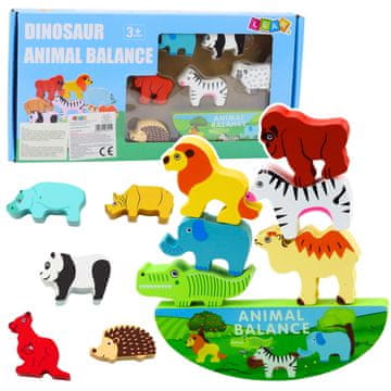 slomart LEAN TOYS Drvena igra Balansirajuće životinje, 13 komada