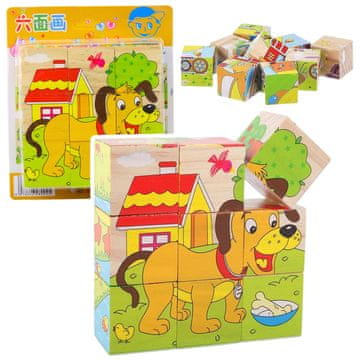 slomart LEAN TOYS Drvena slagalica Farma - 6 slika životinja