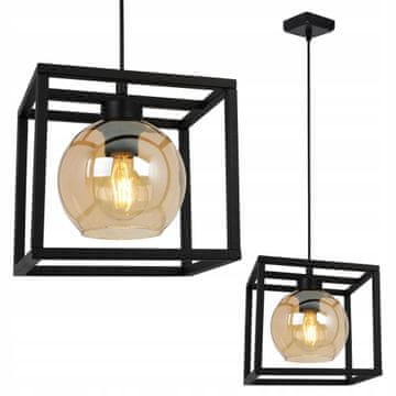 Viseća lampa kavez elegantna, staklena kugla med
