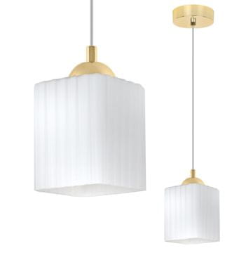 Sprejna viseća lampa Riffle zlatna 1-pu bijeli kockasti E27