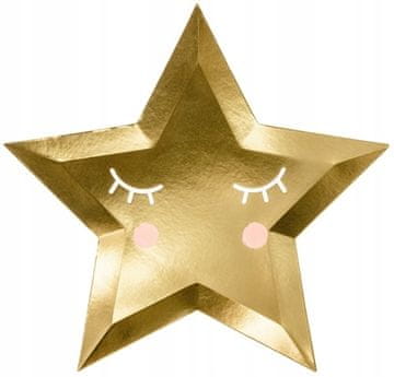 PartyDeco Talerzyki Little Star - zvijezda, zlatna, 27 cm, 6 kom.